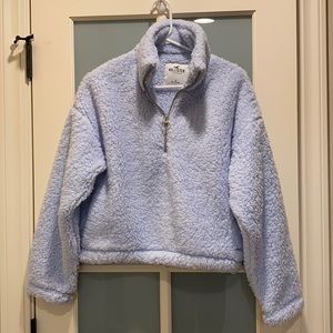 NWT Hollister Lt Blue Fuzzy Quarter Zip Fleece Size Small